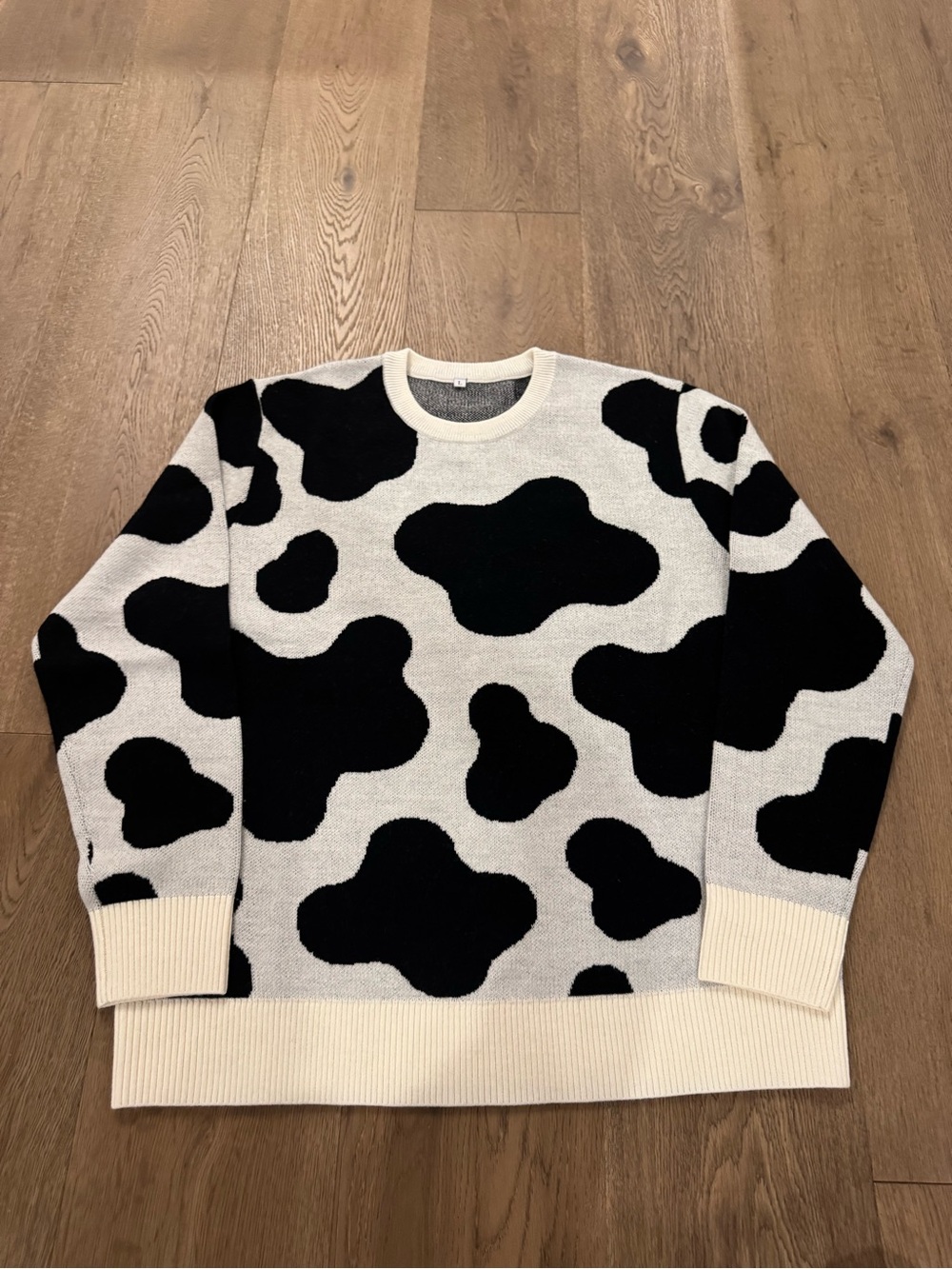 Black & White Cow Print Crewneck Sweater